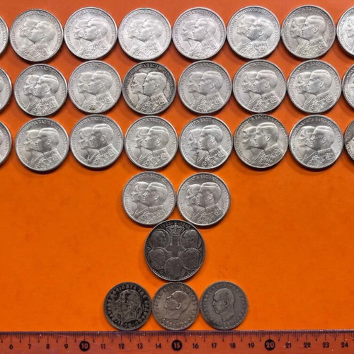 Silver Greek Coins Lot of 36, like new, Royal Wedding 1964 and others