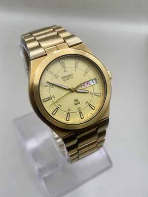 Seiko Quartz 100M Ref. 8123-7100 vintage watch used, gold tone
