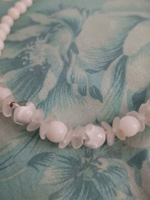 Vintage necklace with white beads from natural stones like new