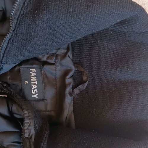 Fantasie satin jacket black with hood like new, size S
