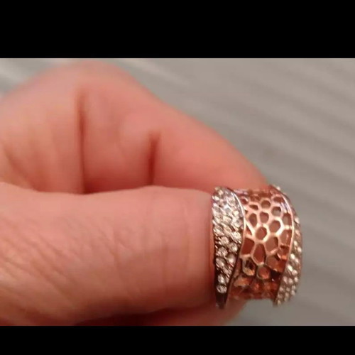 Diamond Wave Ring new, rose gold and white
