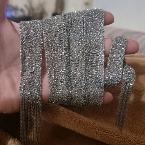 Silver scarf necklace 925, like new, length 99cm