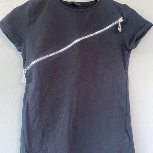 Black cotton blouse with silver zipper new, size M