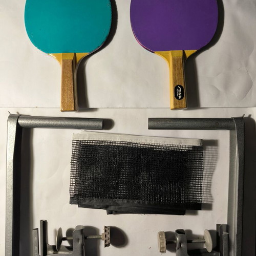 Table tennis set used with Stiga and Halex paddles
