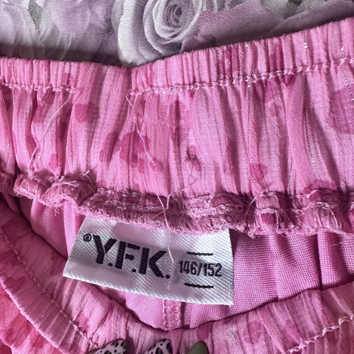 Pink Pleated Pants with Floral Pattern, Like New, Size 146/152