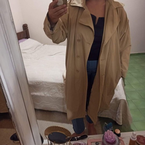 Oversized beige gabardine coat new, size XL, Missguided