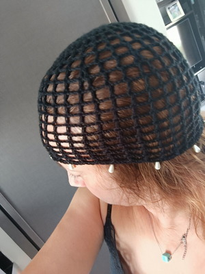 Summer fashion hat with beads, new, black