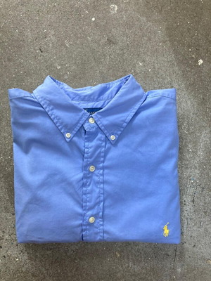 Ralph Lauren long sleeve shirt XL, blue feather weight twill, yellow logo