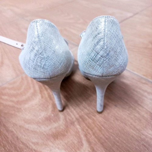 BDBA sandals like new, leather, silver, 12cm heel, size 39