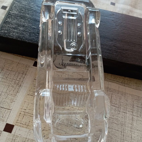 Jaguar crystal car model on wooden base like new