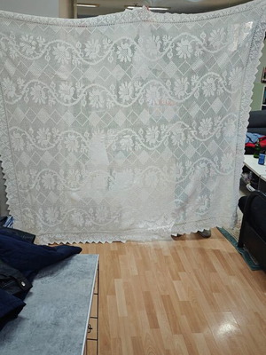 Handmade knitted tablecloth new, size 230x200cm