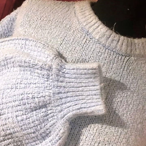 Knitted sweater L new, thick warm, blue