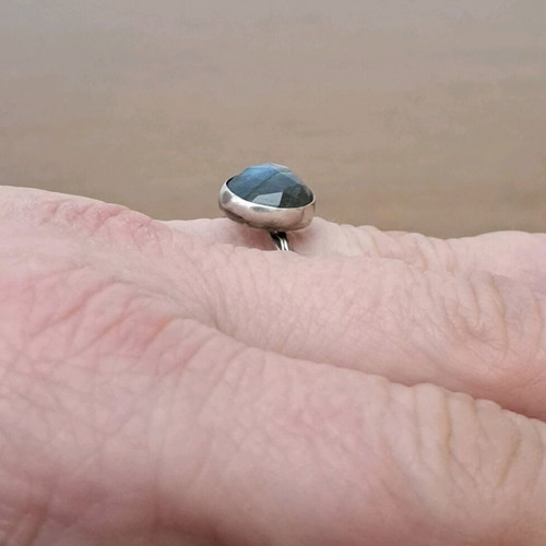 Handmade labradorite ring new, silver with blue stone