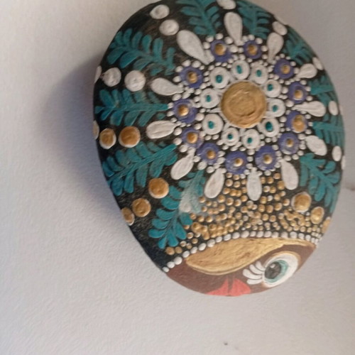 Painted stone new, fish design