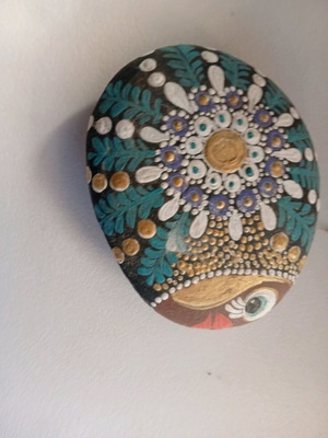 Painted stone new, fish design