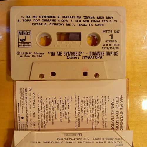 Giannis Parios Tha Me Thymitheis cassette used, entechno