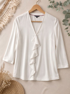 Tommy Hilfiger blouse like new, ecru with ruffles, size M