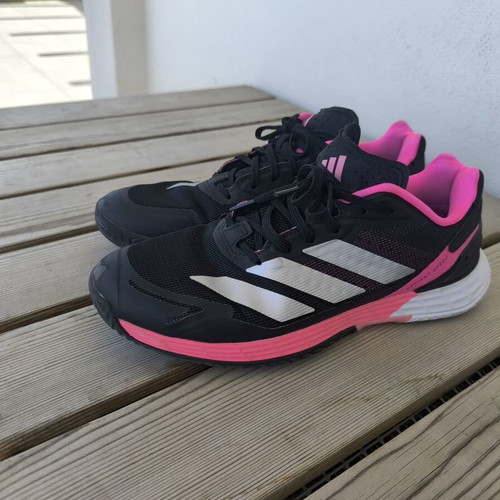 Adidas Defiant Speed 2 all court tennis shoes used, size 43 1/3, black and white