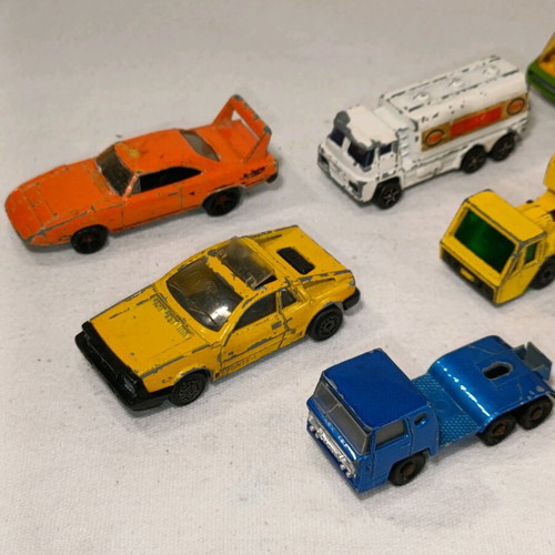 Vintage toy cars used with wear, all together