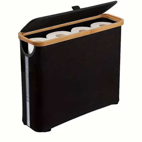 Foldable Toilet Paper Holder with Wooden Frame, Like New
