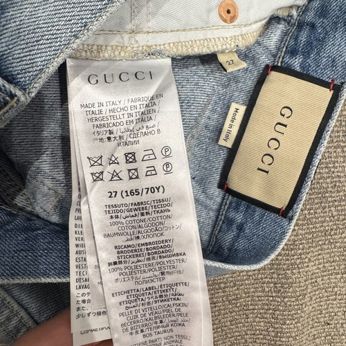 Gucci Distressed Denim Shorts Size 27 Never Worn Light Blue