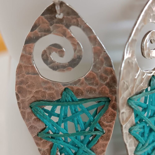 Silver 925 handmade earrings like new with wax thread