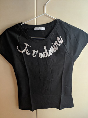 T-shirt μαύρο Zara με τύπωμα μεταχειρισμένο, μέγεθος S
