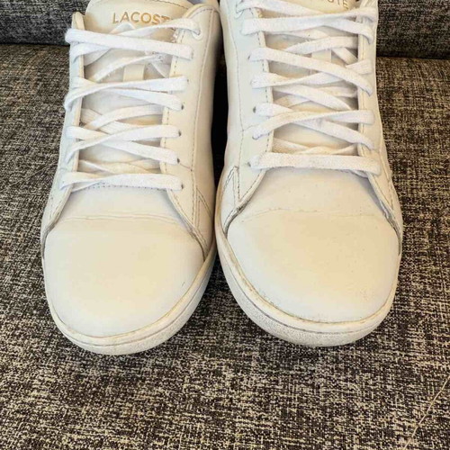 Lacoste sneakers size 38 used, leather, white