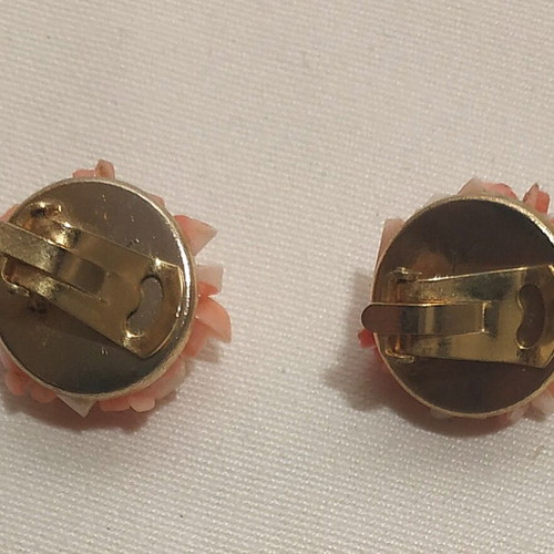 Clip-on earrings used, red and orange