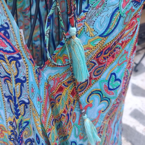 Boho long dress 100% silk backless new, one size