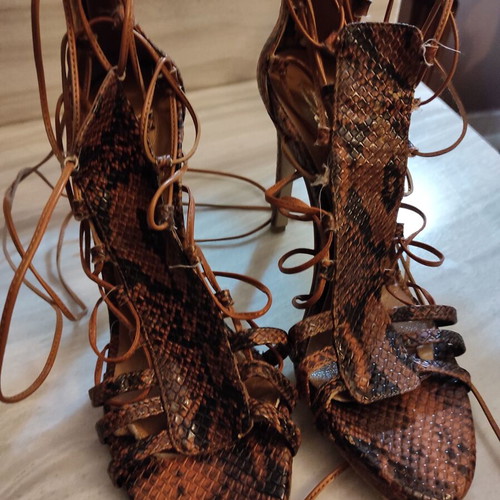 Sante leather sandals new brown, 10cm heel, size 40