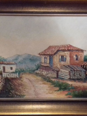 D. Dimitriou Painting Oil with Spatula in Perfect Frame Like New