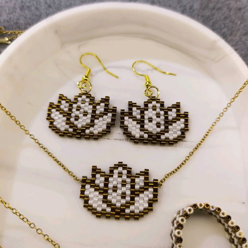 Set of 5 jewelry new with Miyuki beads and stainless steel chain
