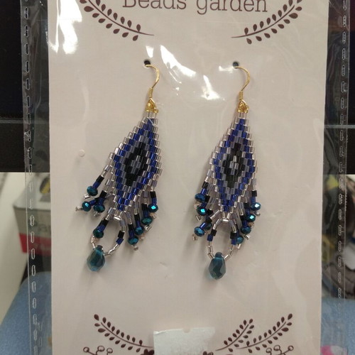 Handmade earrings blue and silver, new