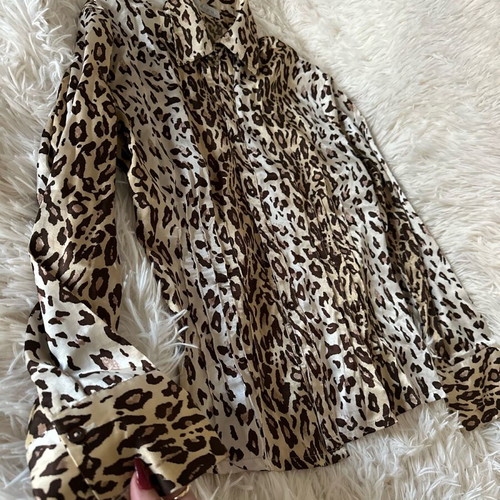 Leopard Shirt used, size M to XXL, beige and brown