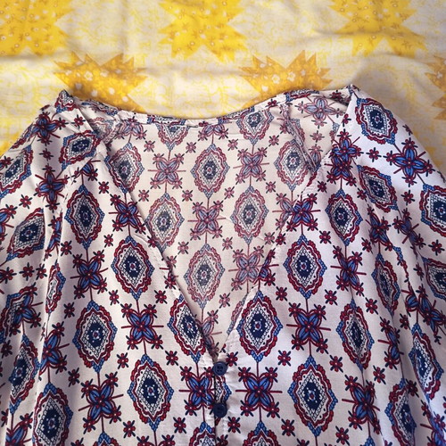 Boho dress with ethnic pattern, like new, blue and red