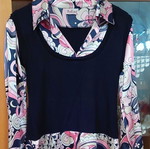 Bellino women's blouse like new, printed satin with black viscose