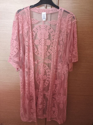 Pink lace kimono boho beach cover-up new, size M