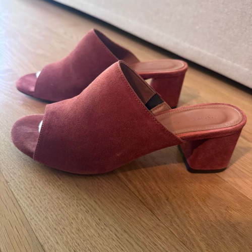 Anonymous Copenhagen suede mules, brick red