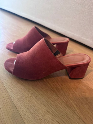 Anonymous Copenhagen suede mules, brick red