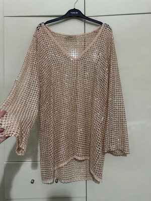 Sequin tunic new, size L, beige