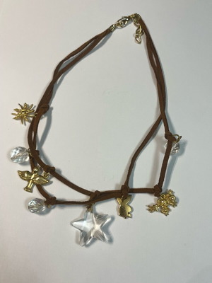 Necklace with charms used, brown and gold