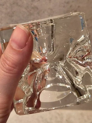 Bohemia Glass Cube Candle Holder, Space Age, Made in Czechoslovakia