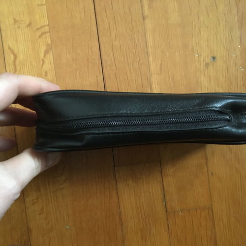 Leather case with 2 zippered compartments like new