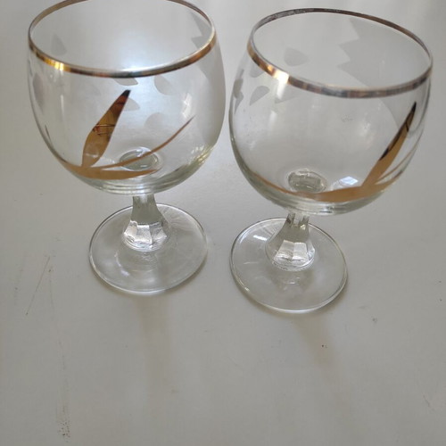 Crystal wine glasses new, set of 2 with gold from 1990