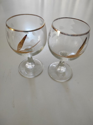 Crystal wine glasses new, set of 2 with gold from 1990
