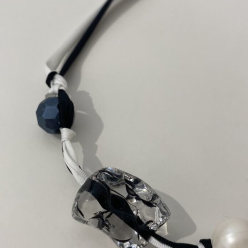 Handmade black and white necklace like new