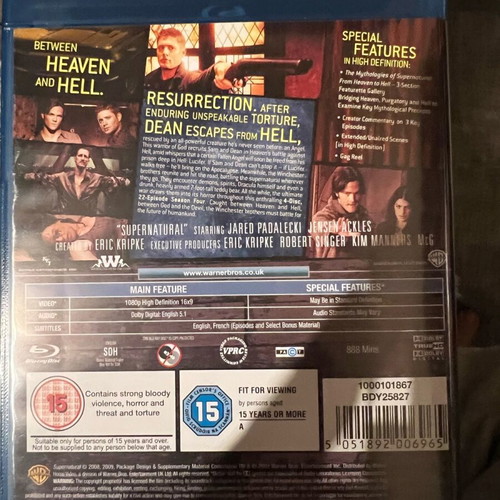 Supernatural Season 4 Blu-Ray boxset like new