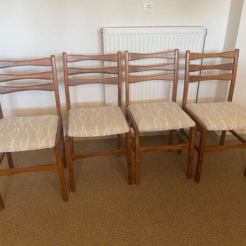 Vintage dining chairs set of 4 used, solid beech and oak wood