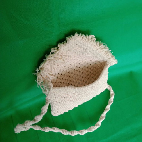 Zoe shoulder bag knitted new, white and beige cotton